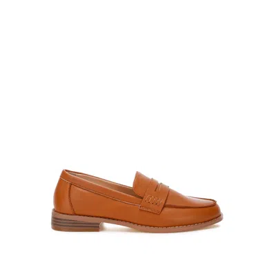 Rag & Co Women's Orange Reiga Low Block Heel Loafers In Tan By  In Brown