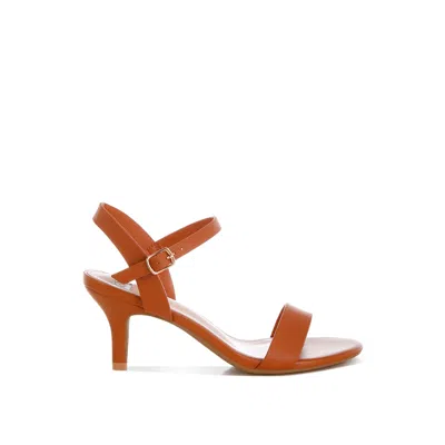 Rag & Co Women's Orange Tomari Pin Buckle Kitten Heel Sandals In Tan