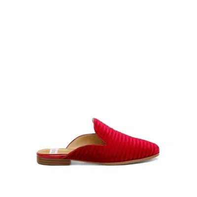 Rag & Co Women's Ouzini Velvet Textured Slip On Mules In Red
