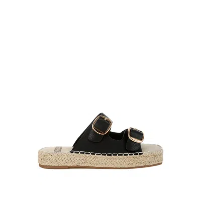 Rag & Co Women's Palala Genuine Soft Leather Square Toe Espadrilles In Black By