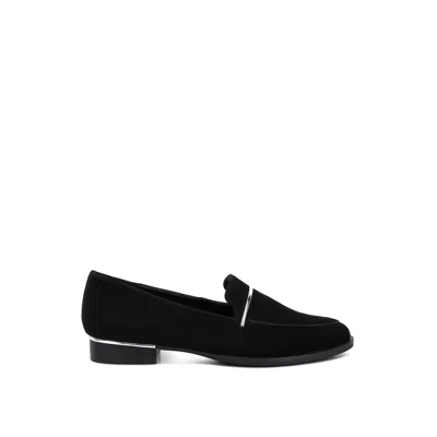Rag & Co Women's Paulina Black Suede Leather Loafers