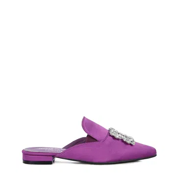 Rag & Co Women's Perrine Diamante Brooch Slip On Mules In Purple By