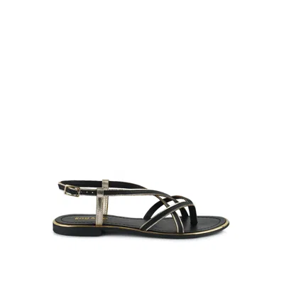 Rag & Co Women's Pheobe Strappy Black Flat Sandals