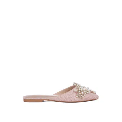Rag & Co Women's Pink Astre Pearl Embellished Shimmer Mules In Blush By