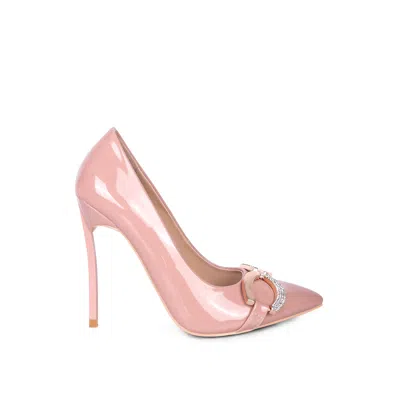 Rag & Co Women's Pink Cocktail Buckle Embellished Stiletto Pump Shoes In Blush By