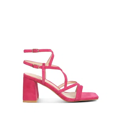 Rag & Co Women's Pink Fiorella Fuchsia Strappy Block Heel Sandals By