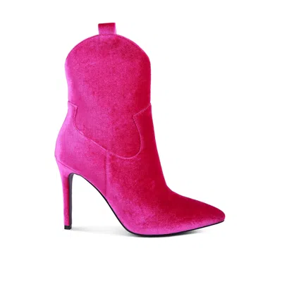 Rag & Co Women's Pink Nat-love Velvet Cow Girl Boot In Fuchsia By