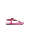 Rag & Co Women's Pink / Purple Chitra Pin Buckle Beaded Flat Sandals In Fuchsia In Pink/purple