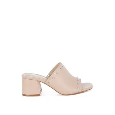 Rag & Co Women's Pink / Purple Lomela Stud Embellished Block Heel Mules In Beige In Pink/purple