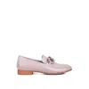 Rag & Co Merva Chunky Chain Leather Loafers In Off Lilac In Pink/purple