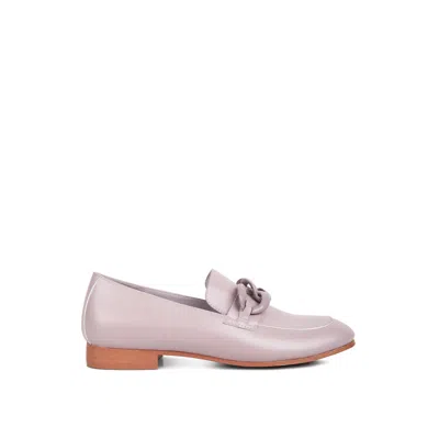 Rag & Co Women's Pink / Purple Merva Chunky Chain Leather Loafers In Lilac In Pink/purple