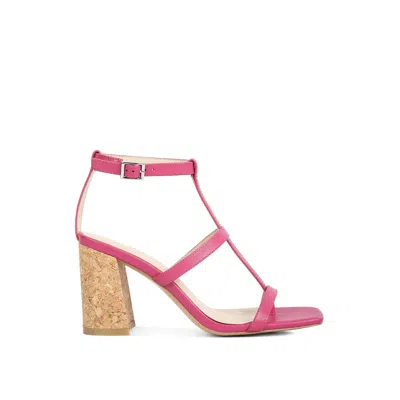 Rag & Co Women's Pink / Purple Mirabella Open Square Toe Block Heel Sandals In Fuschia In Pink/purple