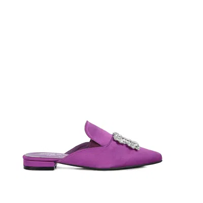 Rag & Co Women's Pink / Purple Perrine Diamante Jewel Satin Mules In Purple In Pink/purple