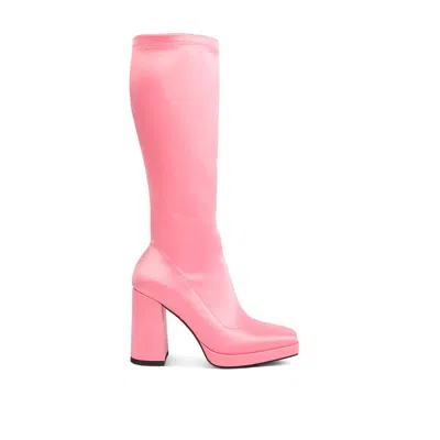 Rag & Co Presto Pink Stretchable Satin Long Boot