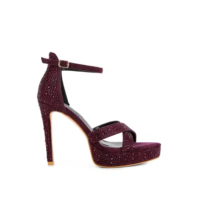 Rag & Co Regalia Purple Rhinestone Embellished Stiletto Sandals In Pink/purple