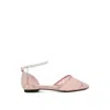 Rag & Co Women's Pink / Purple Shrami Pearl & Rhinestone Strap Flat Sandals In Blush In Pink/purple