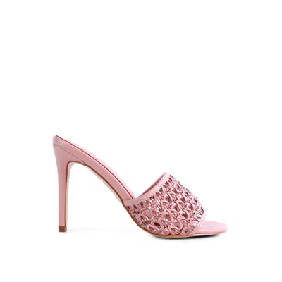 Rag & Co Tease Pink Woven Heeled Slides