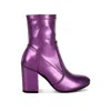 Rag & Co Women's Pink / Purple Tirana Metallic Pleather Sock Boots In Purple In Pink/purple