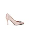 Rag & Co Women's Pink Rhodolia Diamante Brooch Detail Satin Pumps In Blush By  In Multi