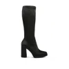 Rag & Co Women's Presto Black Stretchable Satin Long Boot In Black