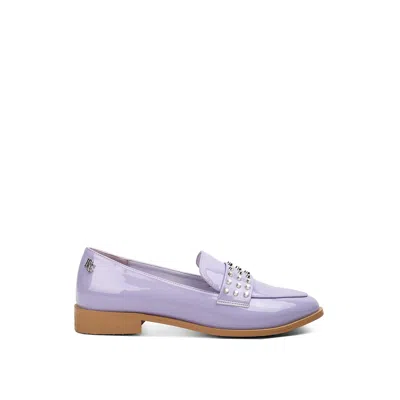 Rag & Co Women's Purple Meanbabe Semicasual Stud Detail Patent Loafers In Lilac By