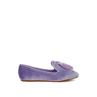 Rag & Co Women's Purple Tromso Iconic Tassel Detail Velvet Loafers In Lilac By