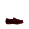 Rag & Co Women's Red Bastian Fur Detail Velvet Loafers In Burgundy In Red