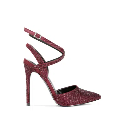 Rag & Co Women's Red Charmer Rhinestone Embellished Stiletto Sandals In Burgundy By