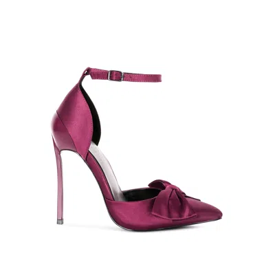 Rag & Co Women's Red Dingles Burgundy Bow Embellished Satin Stiletto Sandals In Pink