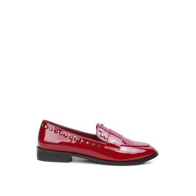 Rag & Co Women's Red Emilia Burgundy Patent Stud Penny Loafers In Burgundy By