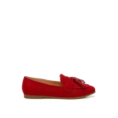 Rag & Co Women's Folklore Micro Suede Tassel Loafers Red