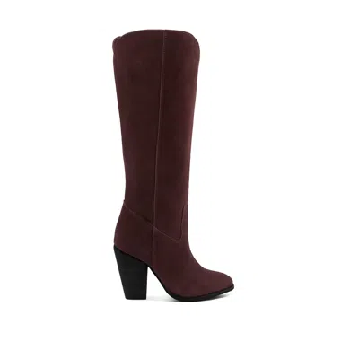 Rag & Co Women's Red Great-storm Burgundy Suede Leather Calf Boots