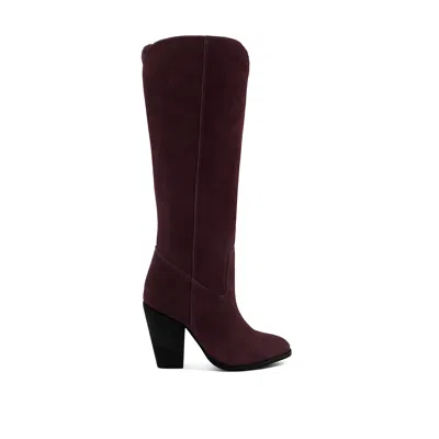 Rag & Co Women's Red Great-storm Suede Leather Calf Boots In Burgundy By