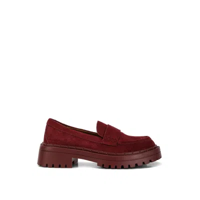 Rag & Co Women's Red Honora Suede Chunky Loafers In Burgundy