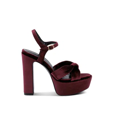 Rag & Co Women's Red Liddel Burgundy Platform Heel Sandals In Burgundy By