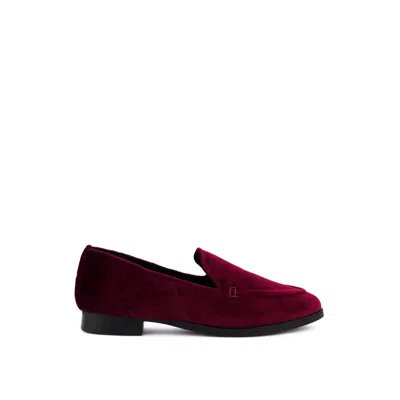 Rag & Co Women's Red Luxe-lap Burgundy Velvet Handcrafted Loafers By
