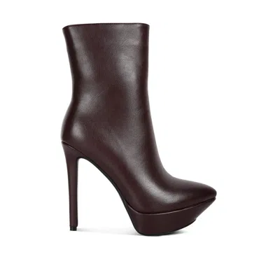 Rag & Co Women's Red Magna Burgundy Platform Heel Ankle Boot By