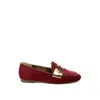 Rag & Co Women's Red Malta Penny Strap Velvet Loafers In Burgundy
