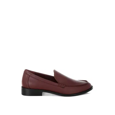 Rag & Co Women's Red Ninto Low Heel Pleather Loafers In Burgundy By