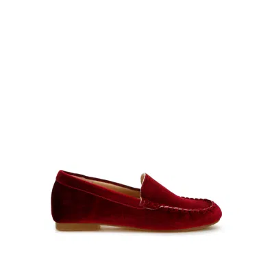 Rag & Co Women's Red Robua Velvet Flat Loafers In Burgundy