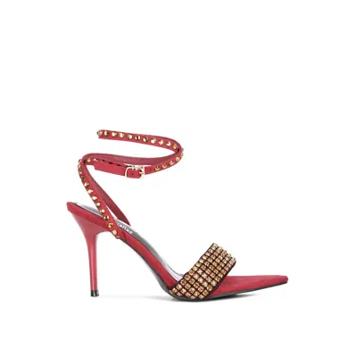 Rag & Co Women's Red Zurin Burgundy High Heeled Diamante Sandals In White