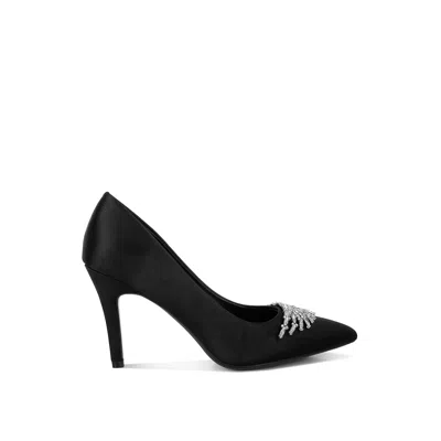 Rag & Co Women's Rhodolia Diamante Brooch Detail Satin Pumps In Black By