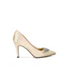 Rag & Co Women's Rhodolia Diamante Brooch Detail Satin Pumps In Gold By  In Neutral