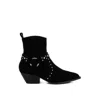 Rag & Co Women's Rodeo Studded Real Suede Leather Ankle Boots In Black In Black