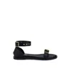 Rag & Co Women's Rosemary Buckle Straps Black Flat Sandals By  In Black
