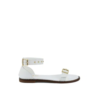 Rag & Co Women's Rosemary Buckle Straps White Flat Sandals By  In Animal Print