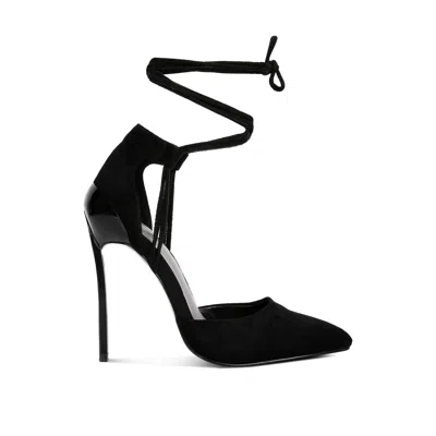 Rag & Co Women's Rule-breaker Black Lace Up Stiletto Sandals By  In Animal Print