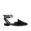 Rag & Co Salome Black Velvet Luxe Jewelled Flat Mules In Black