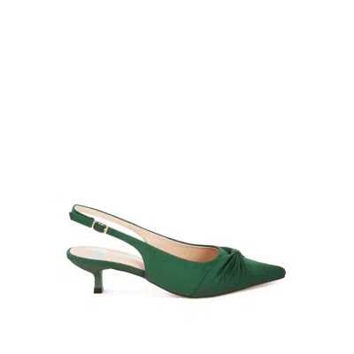Rag & Co Women's Salvia Ruched Pointed Toe Slingback Heels In Green By