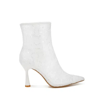 Rag & Co Women's Samia Sequin Lace Boots In White By